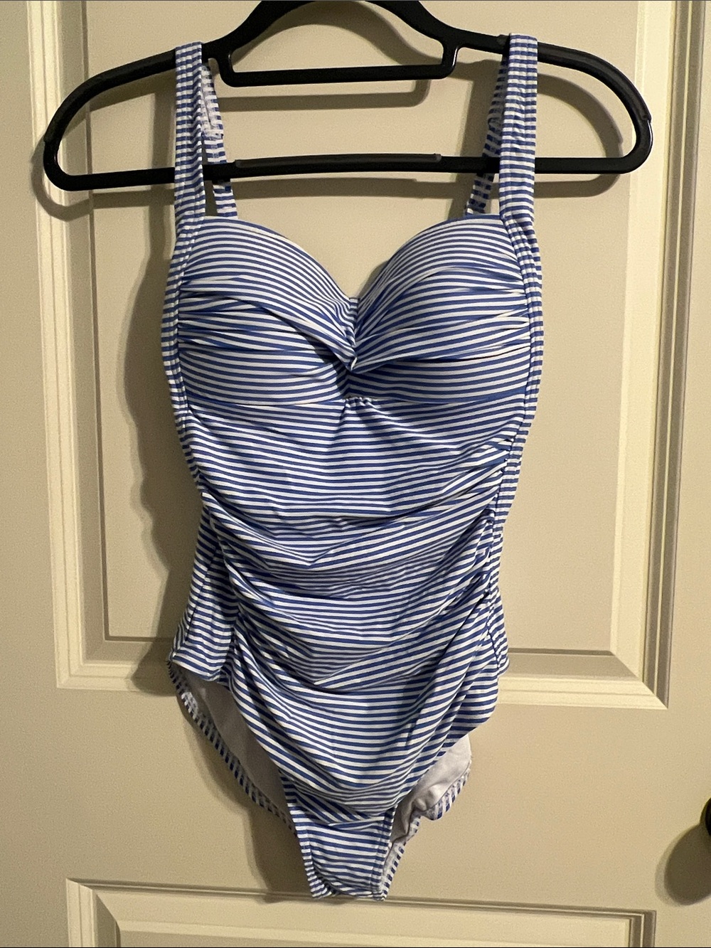Women’s Blue & White Striped One-Piece Swimsuit